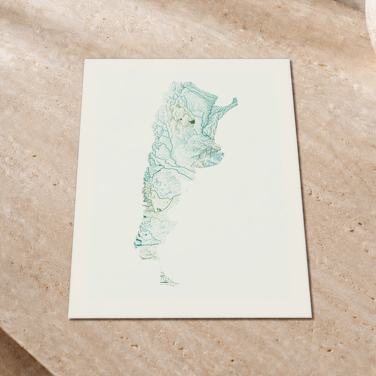 Beautiful Rivers — Argentina — Verde jade e porcelana, Impressão fine art · 30 × 40 cm, Margem branca