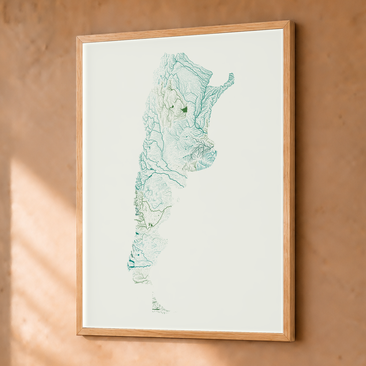 Beautiful Rivers — Argentina — Verde jade e porcelana, Fine art emoldurado · 30 × 40 cm, Natural · Sem margem