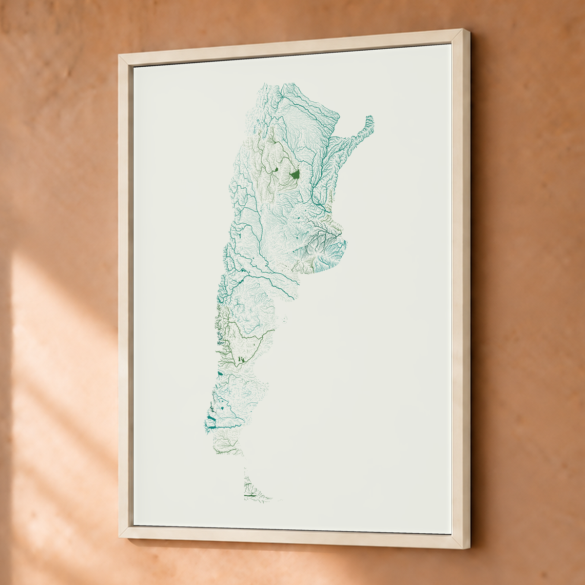 Beautiful Rivers — Argentina — Verde jade e porcelana, Fine art emoldurado · 30 × 40 cm, Branco · Sem margem