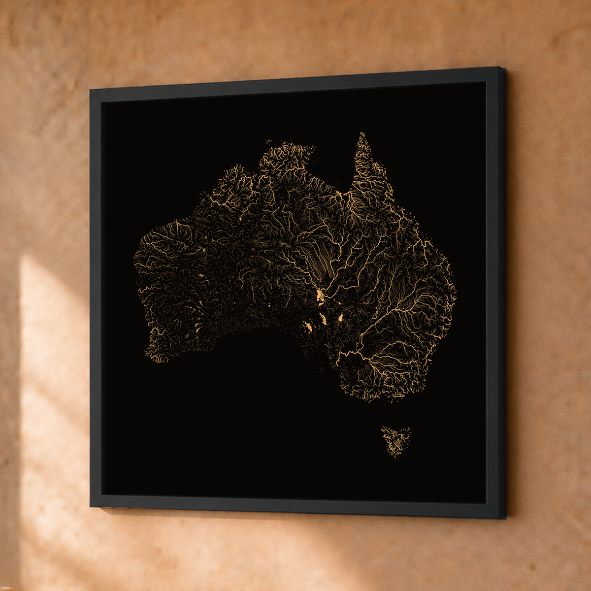 Beautiful Rivers — Austrália — Cobre, Fine art emoldurado · 30 × 30 cm, Preto · Sem margem