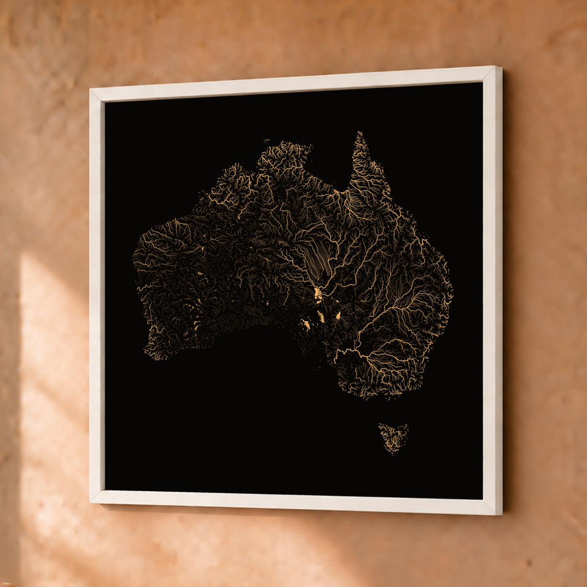 Beautiful Rivers — Austrália — Cobre, Fine art emoldurado · 30 × 30 cm, Branco · Sem margem