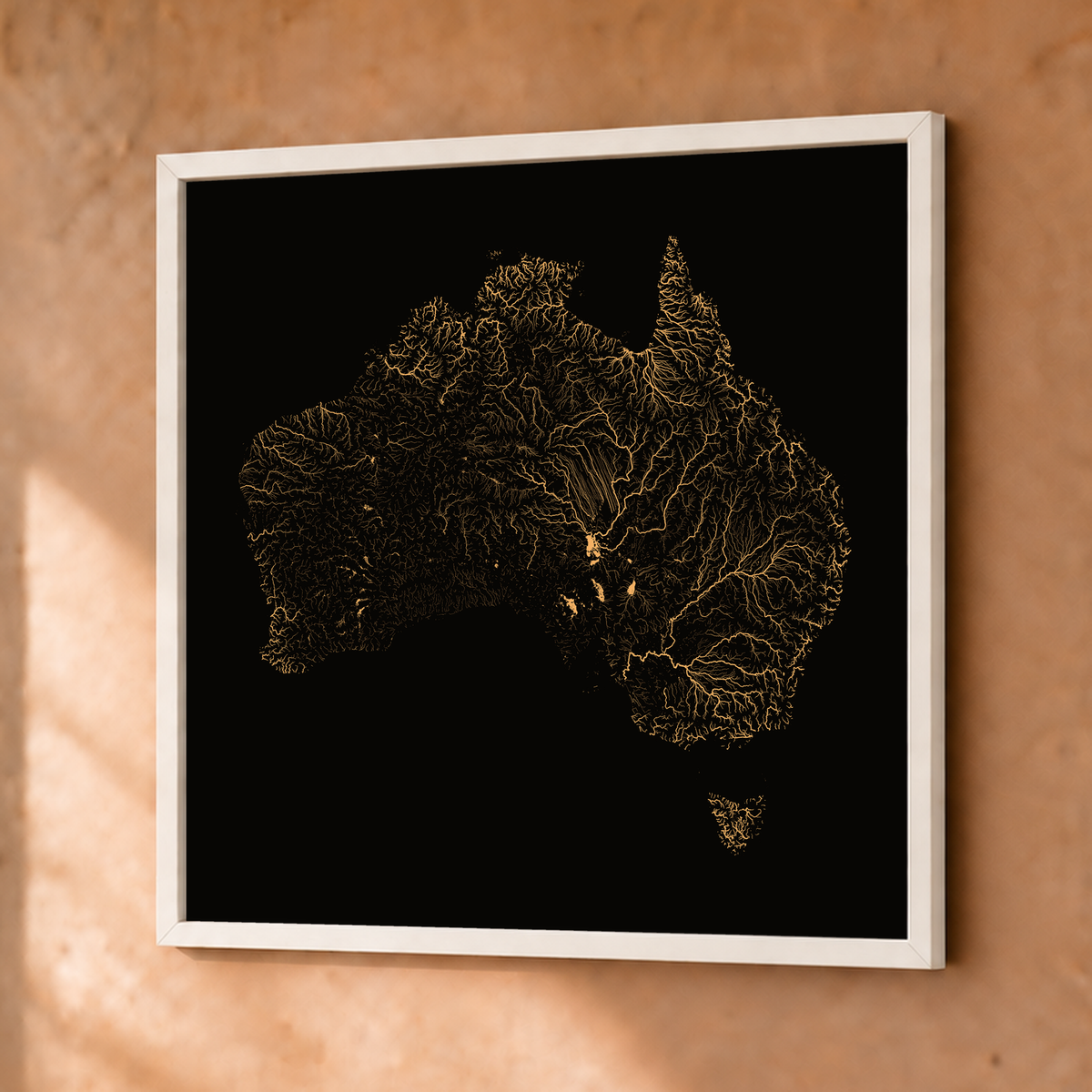 Beautiful Rivers — Austrália — Cobre, Fine art emoldurado · 50 × 50 cm, Branco · Sem margem