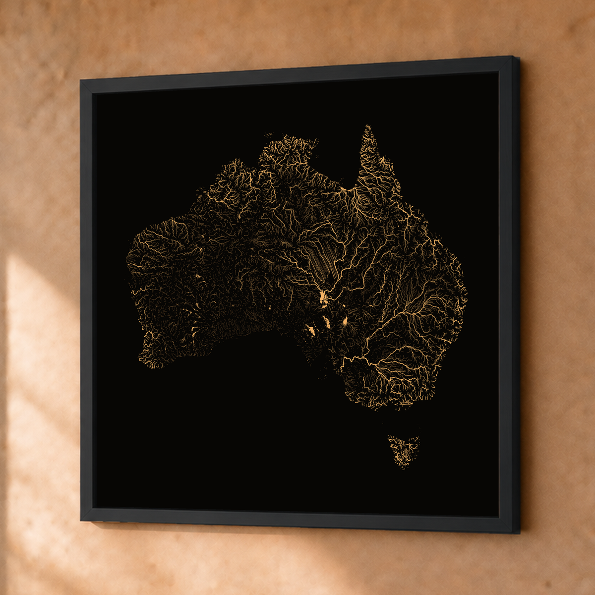 Beautiful Rivers — Austrália — Cobre, Fine art emoldurado · 76 × 76 cm, Preto · Sem margem
