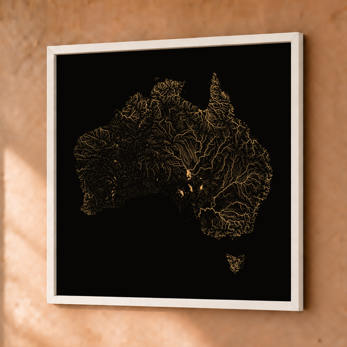 Beautiful Rivers — Austrália — Cobre, Fine art emoldurado · 76 × 76 cm, Branco · Sem margem