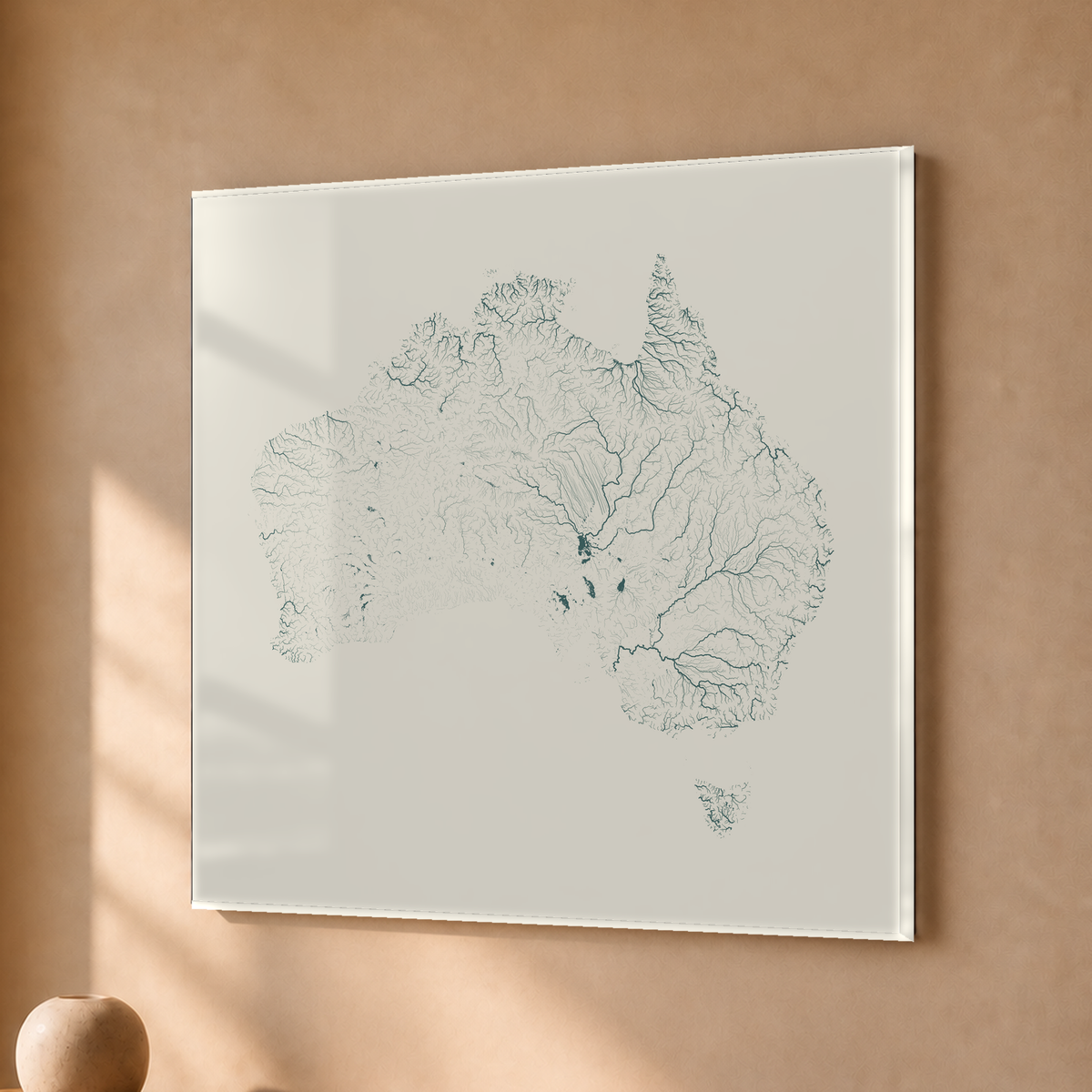 Beautiful Rivers — Austrália — Natural e luminosa, Acrílico · 30 × 30 cm, Sem margem