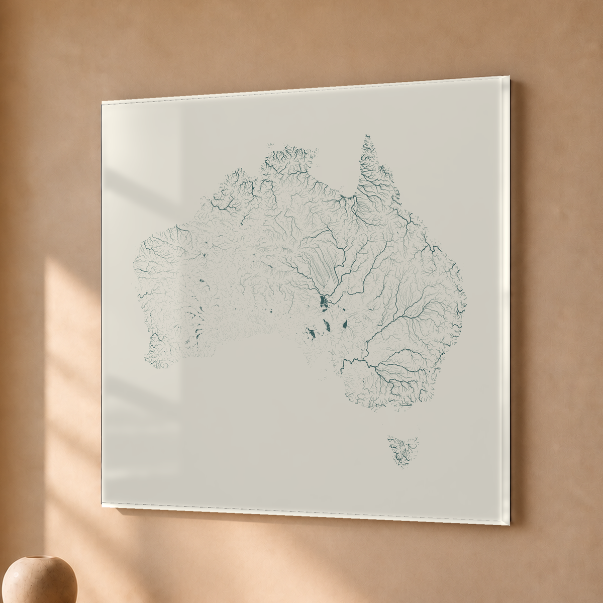 Beautiful Rivers — Austrália — Natural e luminosa, Acrílico · 50 × 50 cm, Sem margem