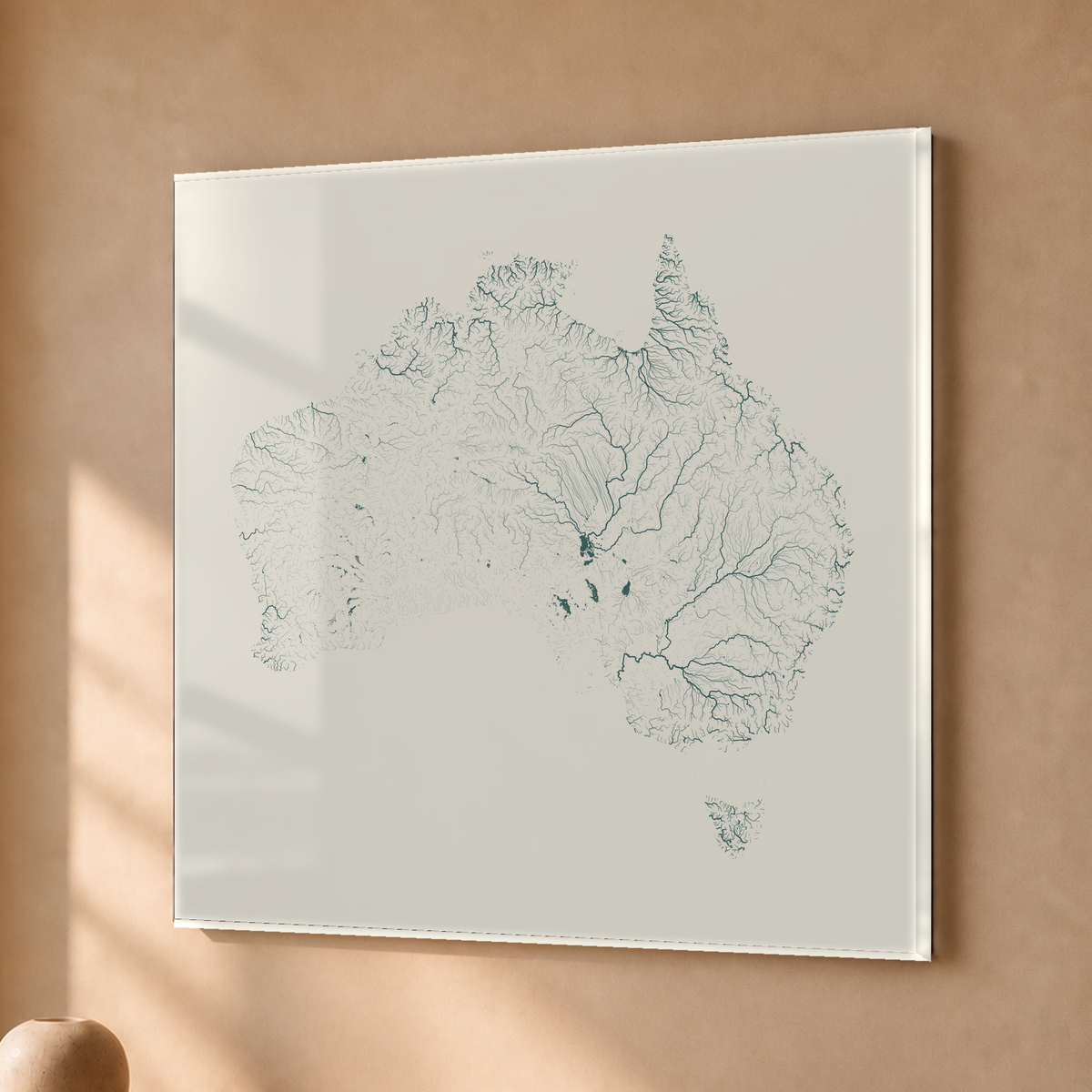 Beautiful Rivers — Austrália — Natural e luminosa, Acrílico · 76 × 76 cm, Sem margem