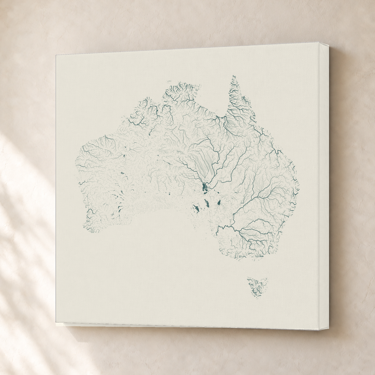 Beautiful Rivers — Austrália — Natural e luminosa, Canvas · 30 × 30 cm, Sem margem