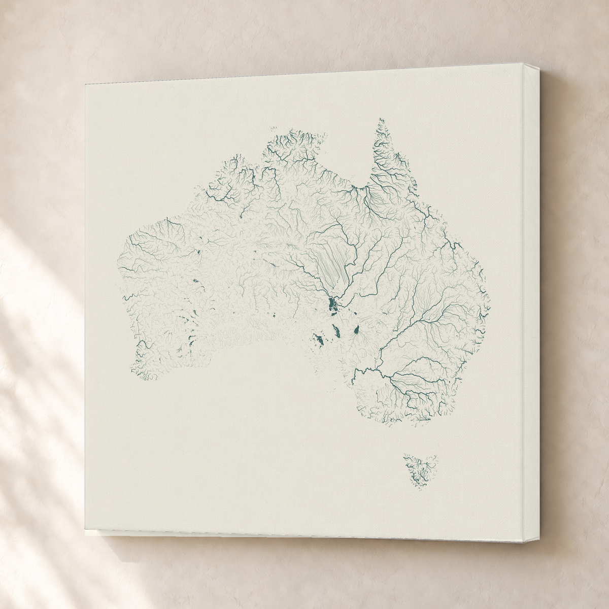 Beautiful Rivers — Austrália — Natural e luminosa, Canvas · 50 × 50 cm, Sem margem