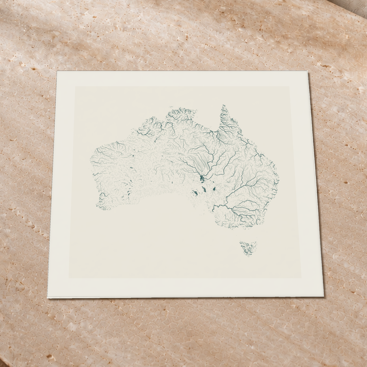 Beautiful Rivers — Austrália — Natural e luminosa, Impressão fine art · 76 × 76 cm, Margem branca