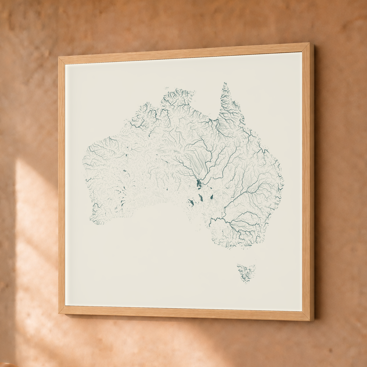 Beautiful Rivers — Austrália — Natural e luminosa, Fine art emoldurado · 30 × 30 cm, Natural · Sem margem
