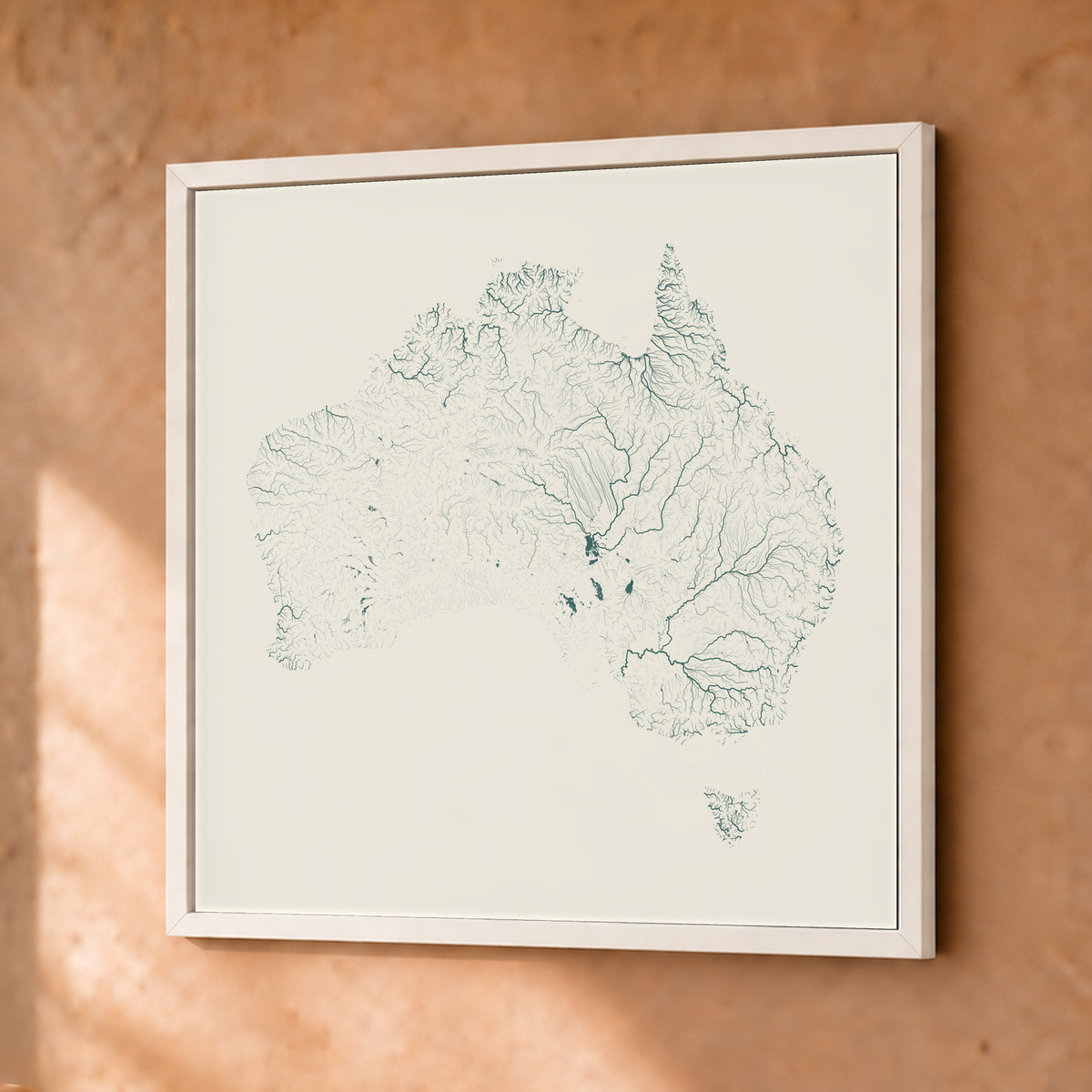 Beautiful Rivers — Austrália — Natural e luminosa, Fine art emoldurado · 30 × 30 cm, Branco · Sem margem