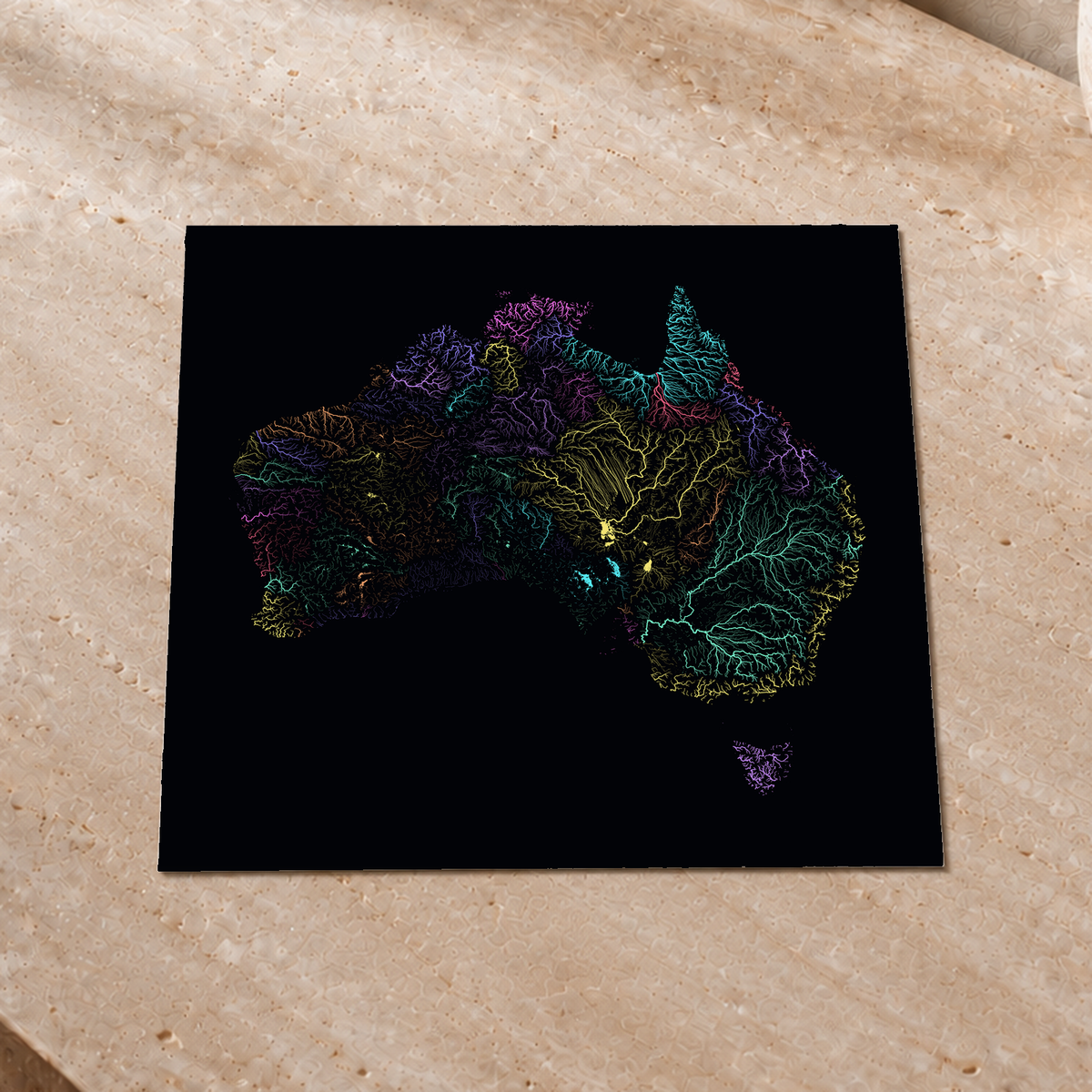 Beautiful Rivers — Austrália — Neon por território, Impressão fine art · 30 × 30 cm, Sem margem