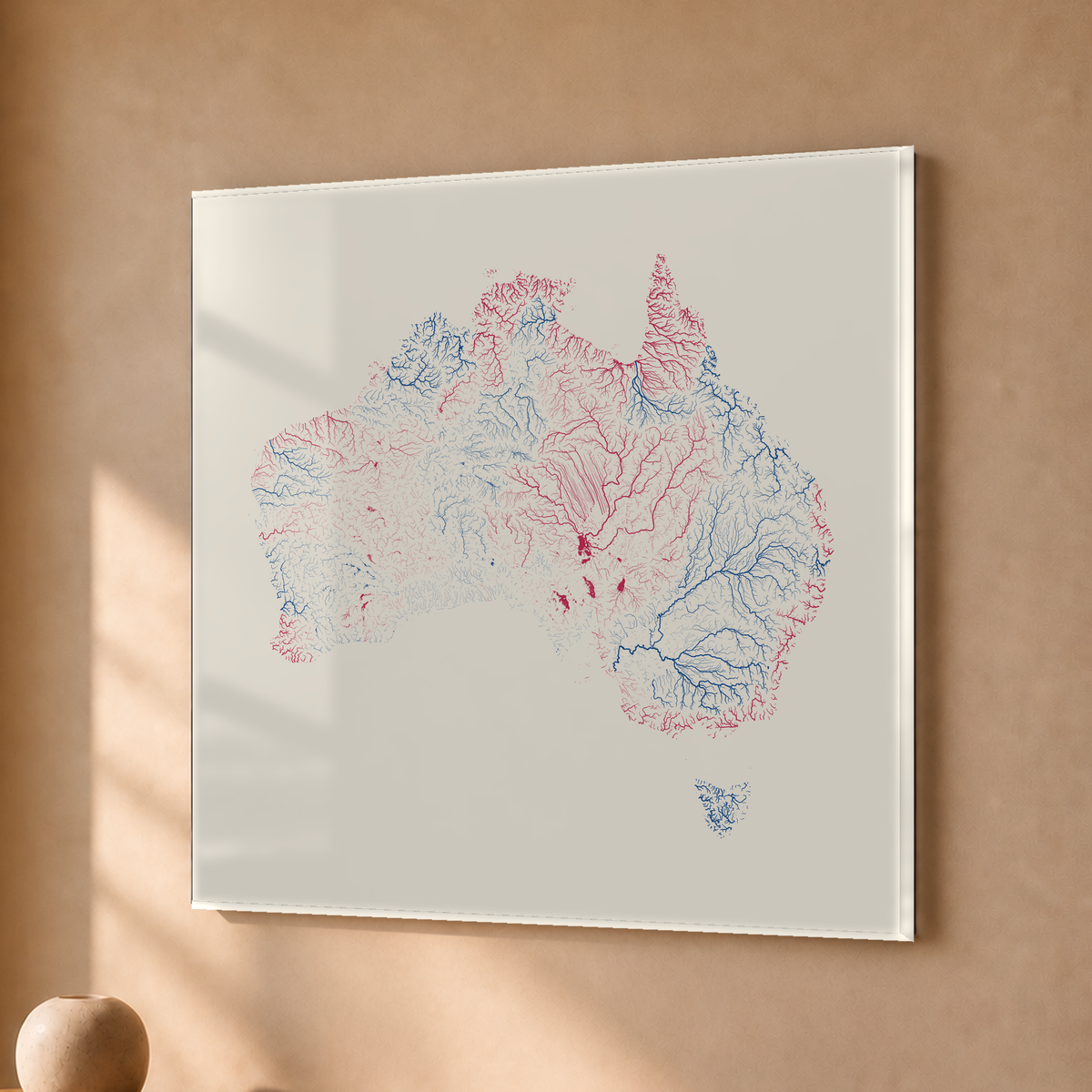 Beautiful Rivers — Austrália — Risografia, Acrílico · 30 × 30 cm, Sem margem
