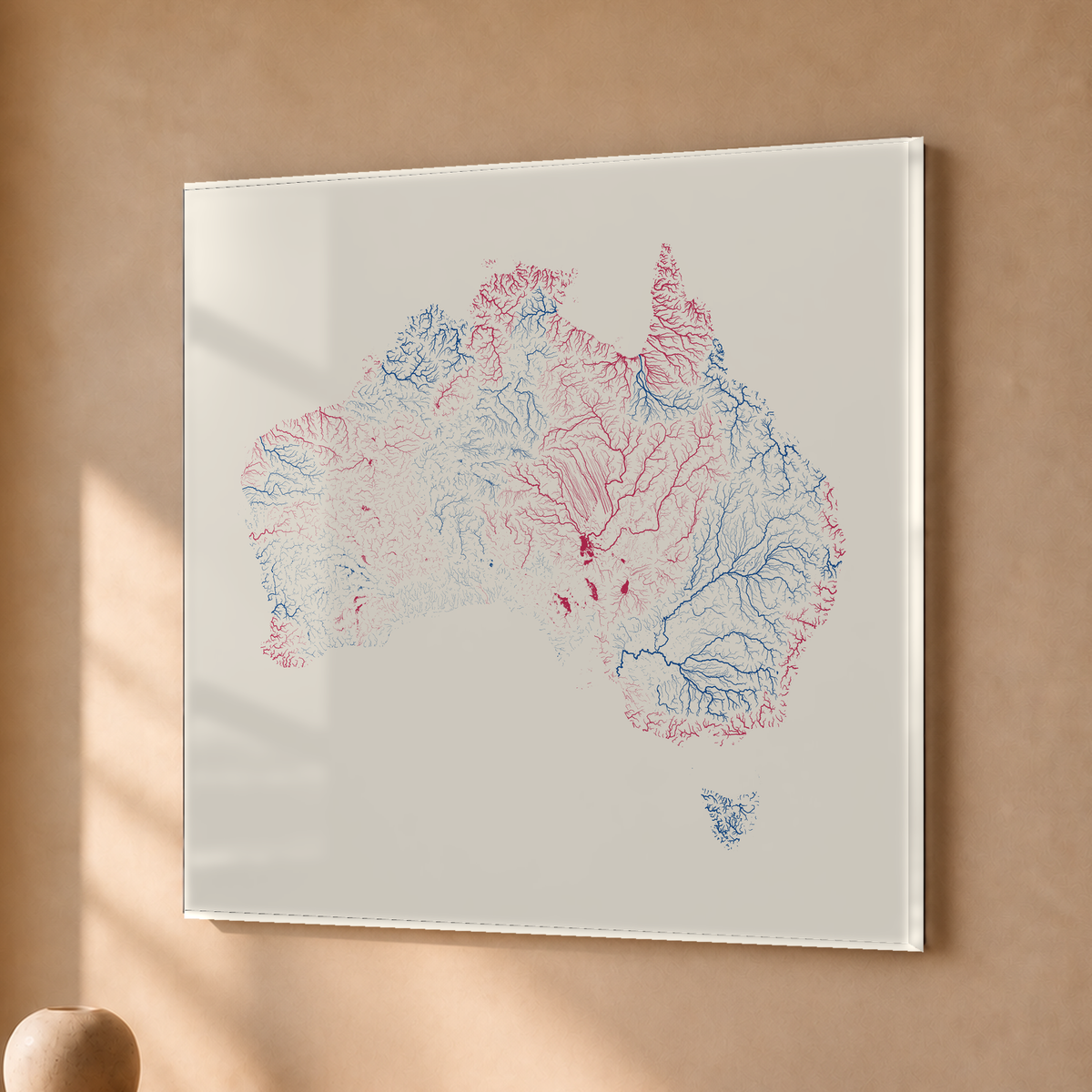 Beautiful Rivers — Austrália — Risografia, Acrílico · 50 × 50 cm, Sem margem