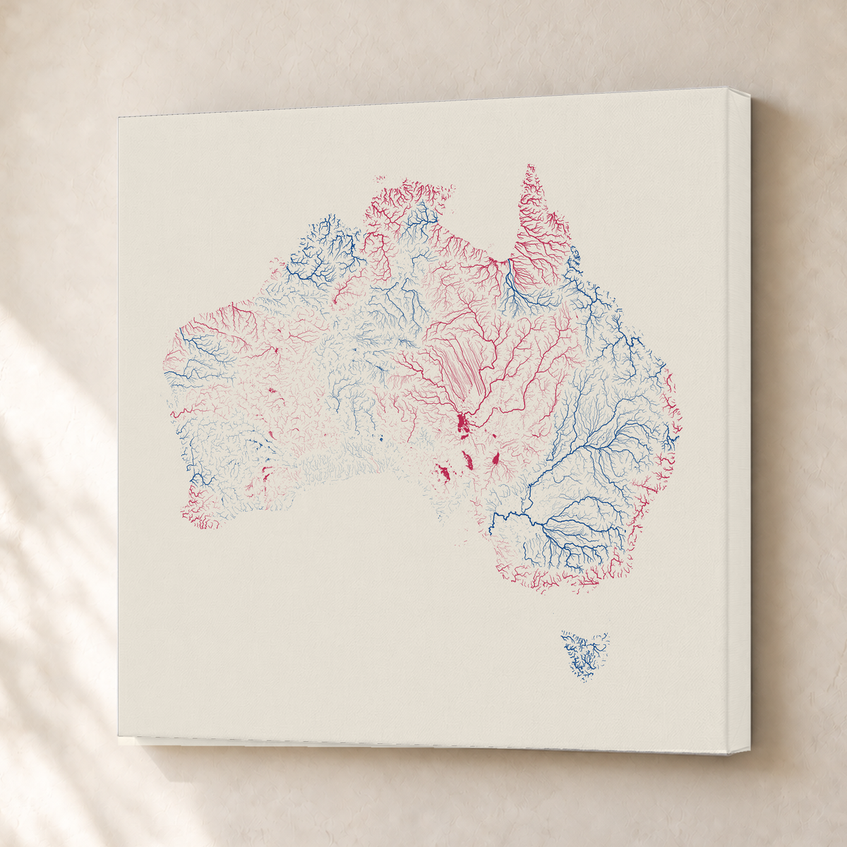 Beautiful Rivers — Austrália — Risografia, Canvas · 50 × 50 cm, Sem margem