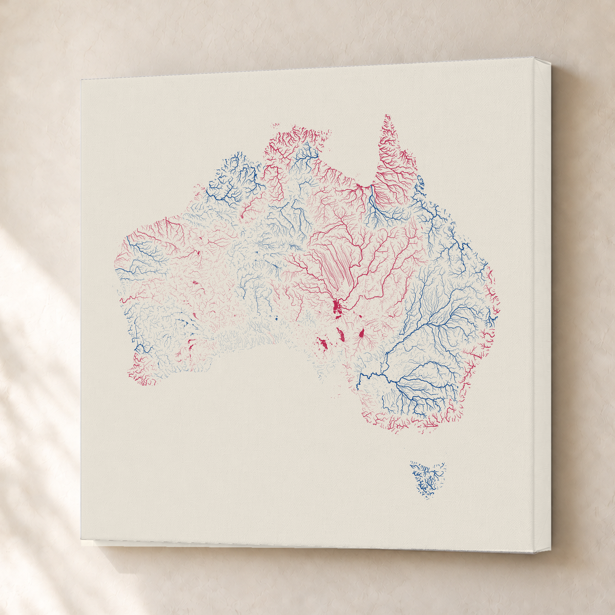 Beautiful Rivers — Austrália — Risografia, Canvas · 76 × 76 cm, Sem margem
