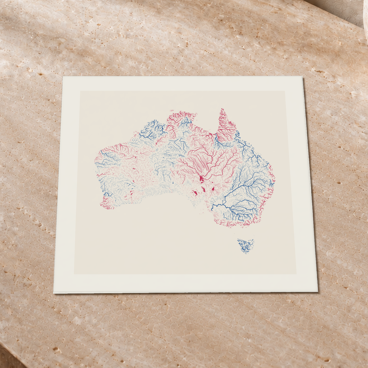 Beautiful Rivers — Austrália — Risografia, Impressão fine art · 30 × 30 cm, Margem branca