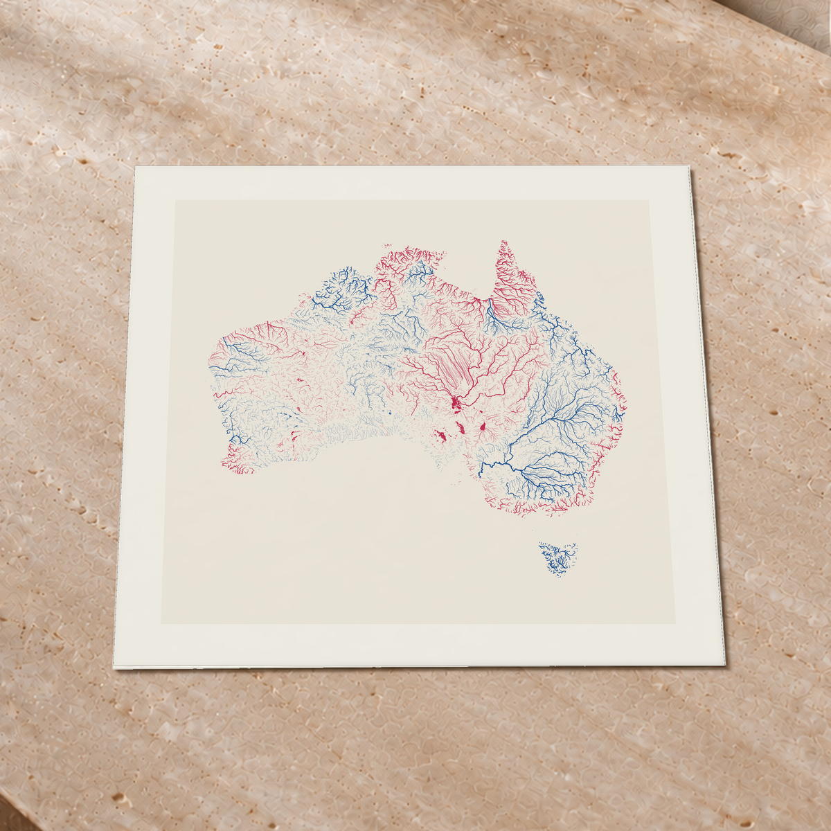 Beautiful Rivers — Austrália — Risografia, Impressão fine art · 50 × 50 cm, Margem branca
