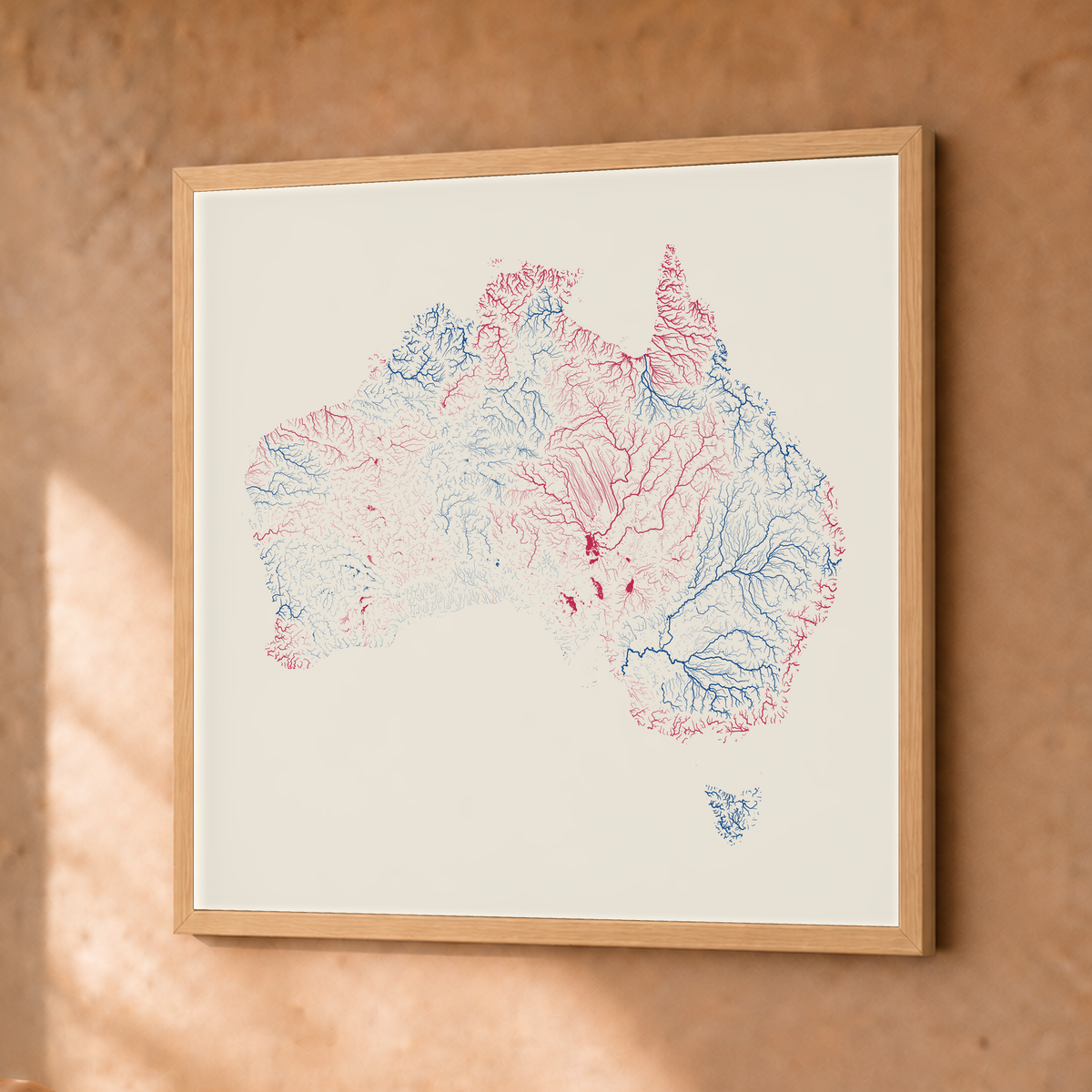 Beautiful Rivers — Austrália — Risografia, Fine art emoldurado · 30 × 30 cm, Natural · Sem margem