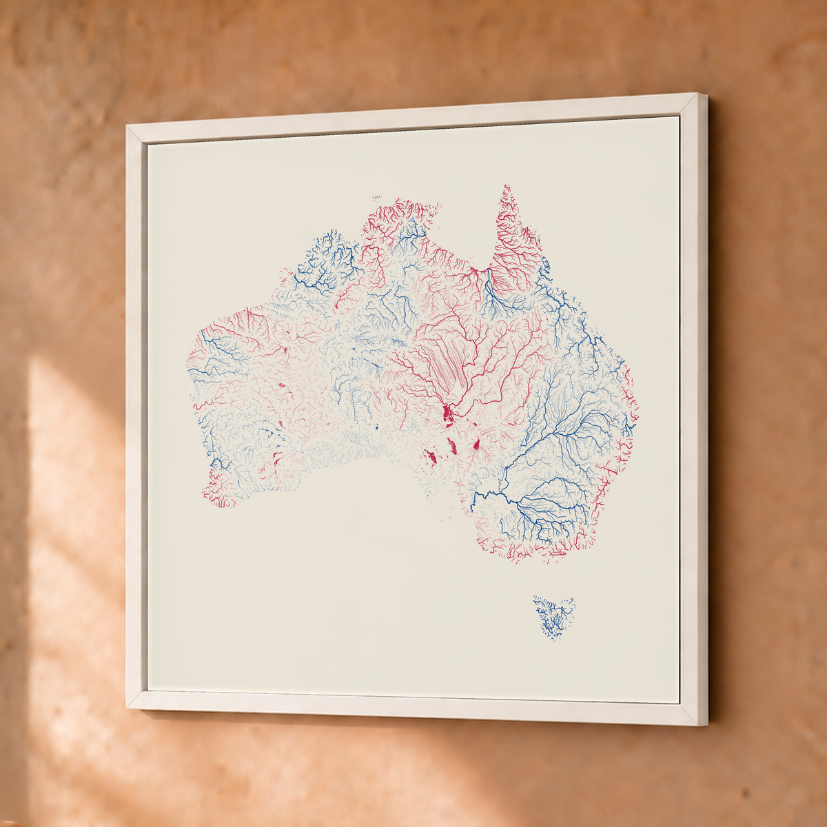 Beautiful Rivers — Austrália — Risografia, Fine art emoldurado · 30 × 30 cm, Branco · Sem margem