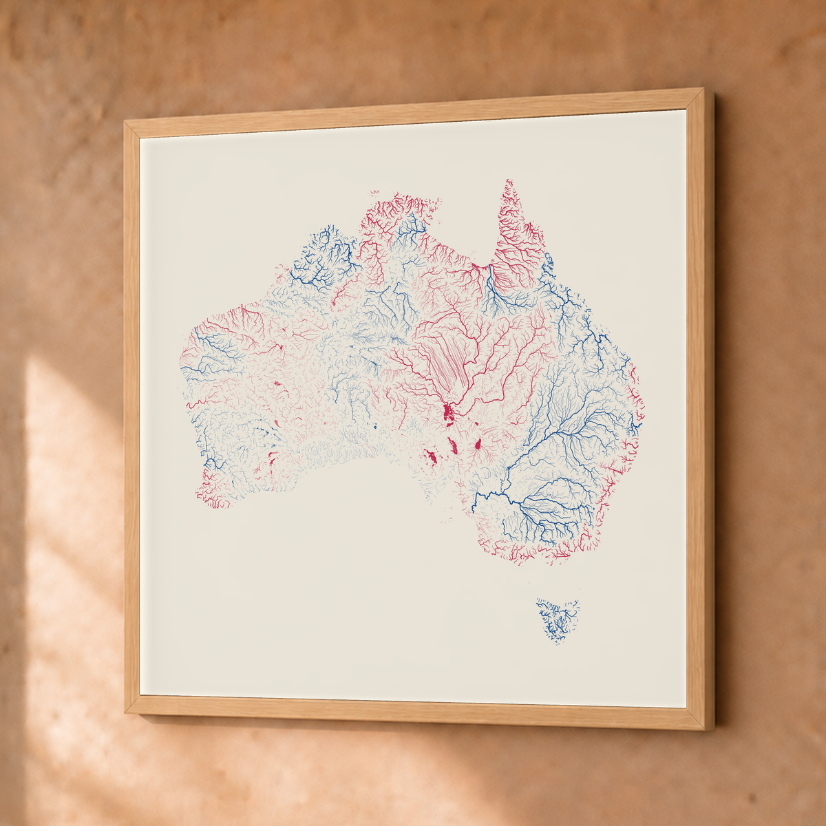 Beautiful Rivers — Austrália — Risografia, Fine art emoldurado · 50 × 50 cm, Natural · Sem margem