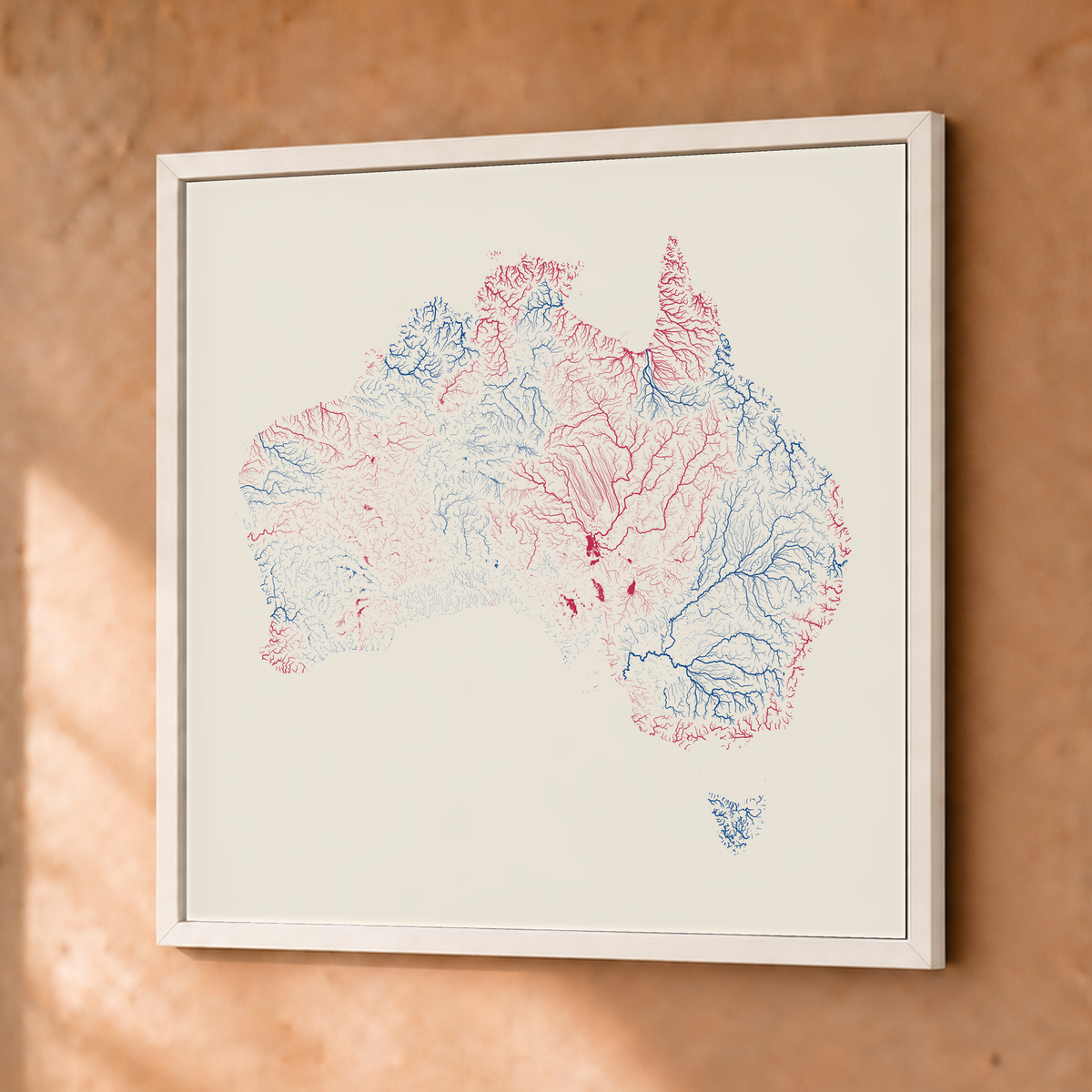 Beautiful Rivers — Austrália — Risografia, Fine art emoldurado · 50 × 50 cm, Branco · Sem margem