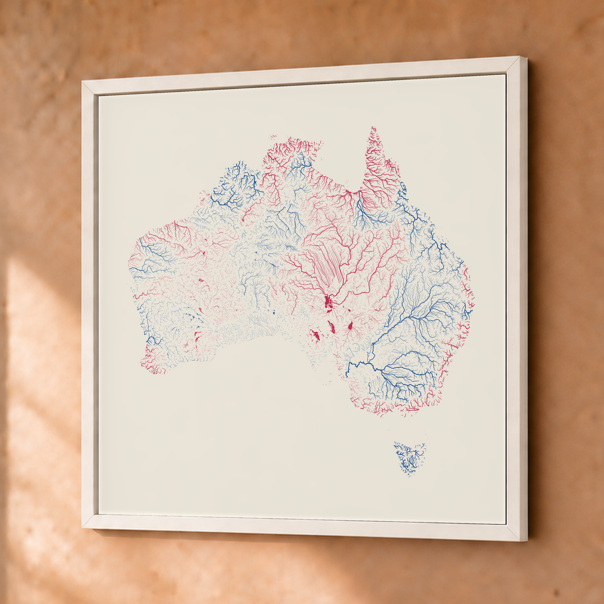 Beautiful Rivers — Austrália — Risografia, Fine art emoldurado · 76 × 76 cm, Branco · Sem margem