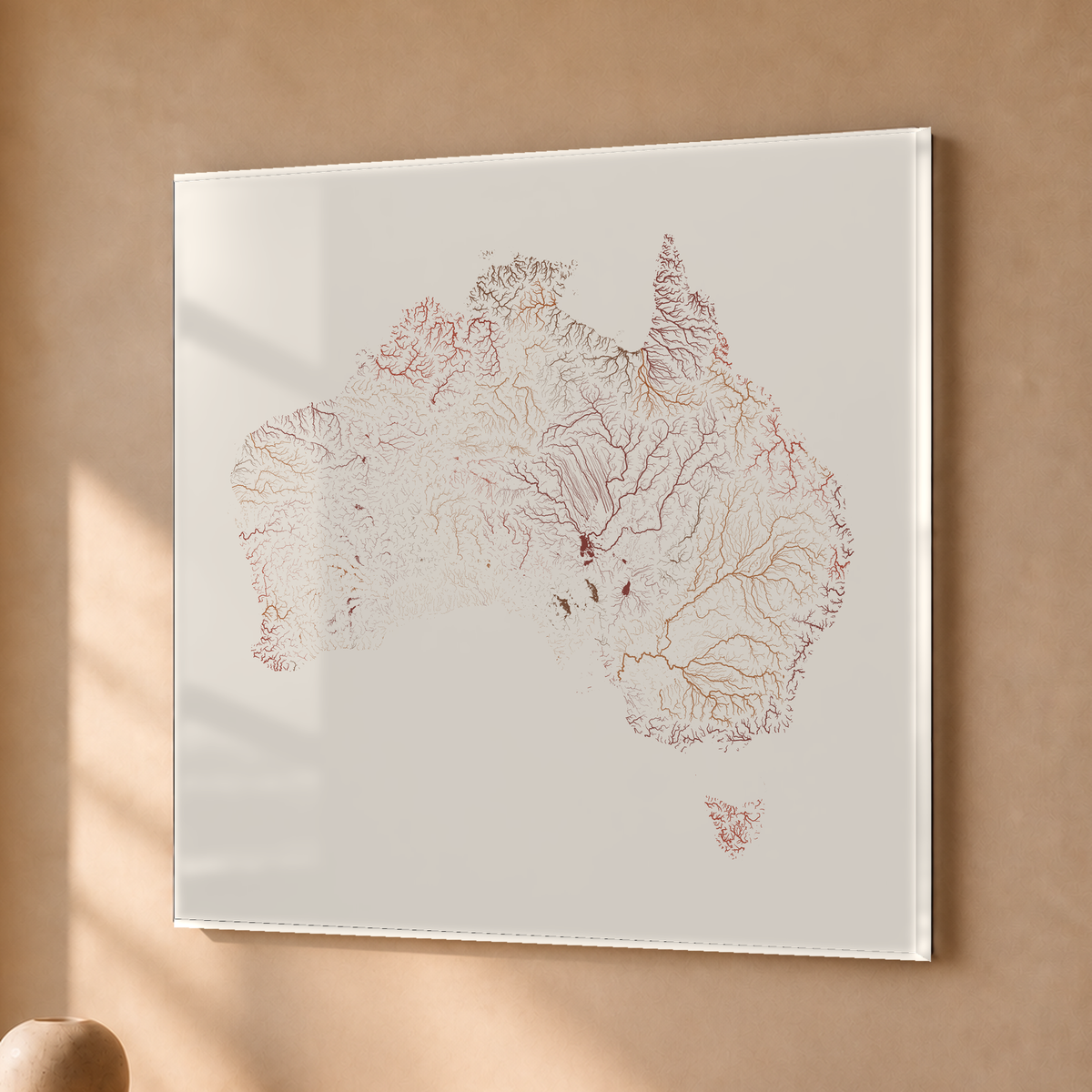 Beautiful Rivers — Austrália — Terracota e areia, Acrílico · 76 × 76 cm, Sem margem