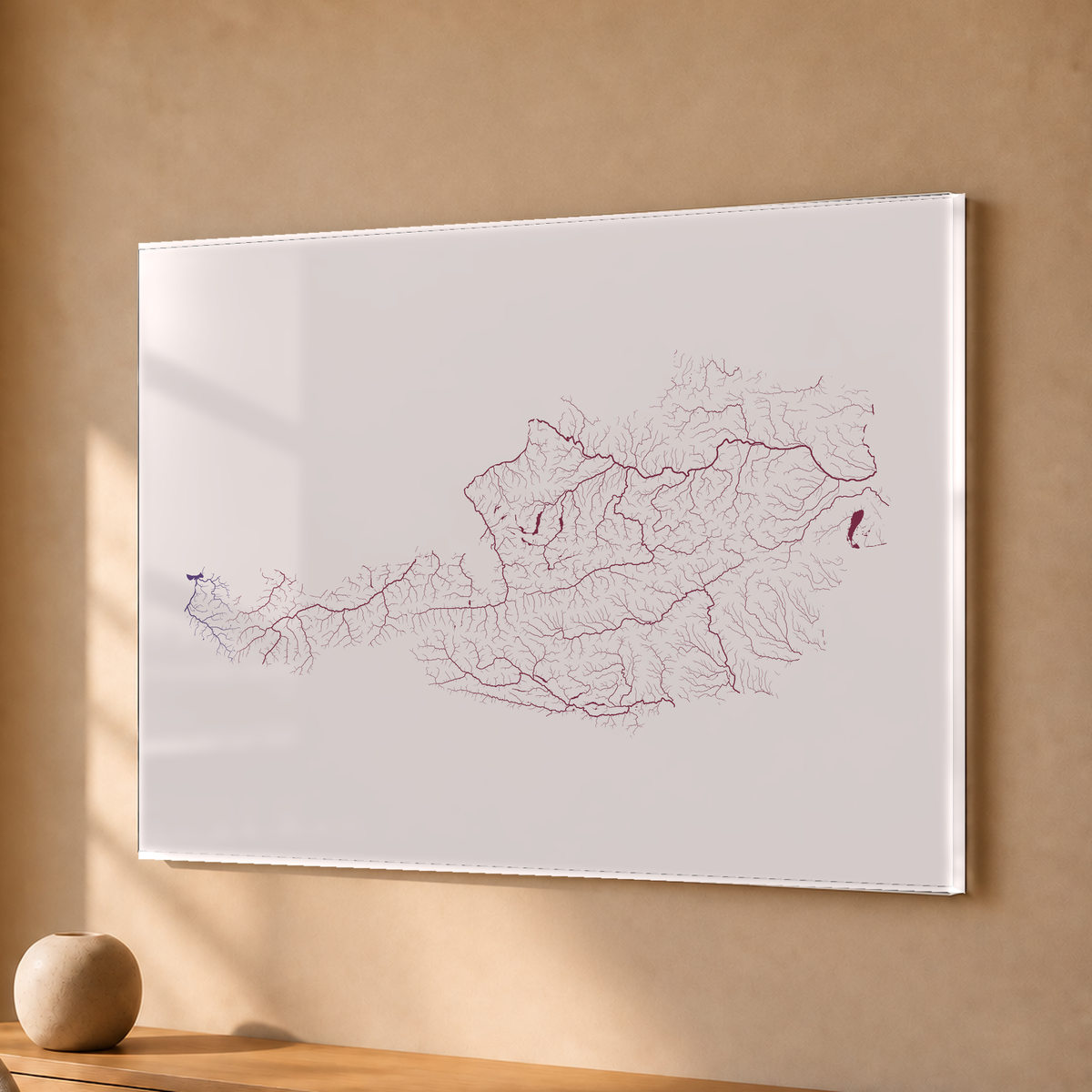 Beautiful Rivers — Áustria — Ameixa e rosé, Acrílico · 30 × 40 cm, Sem margem