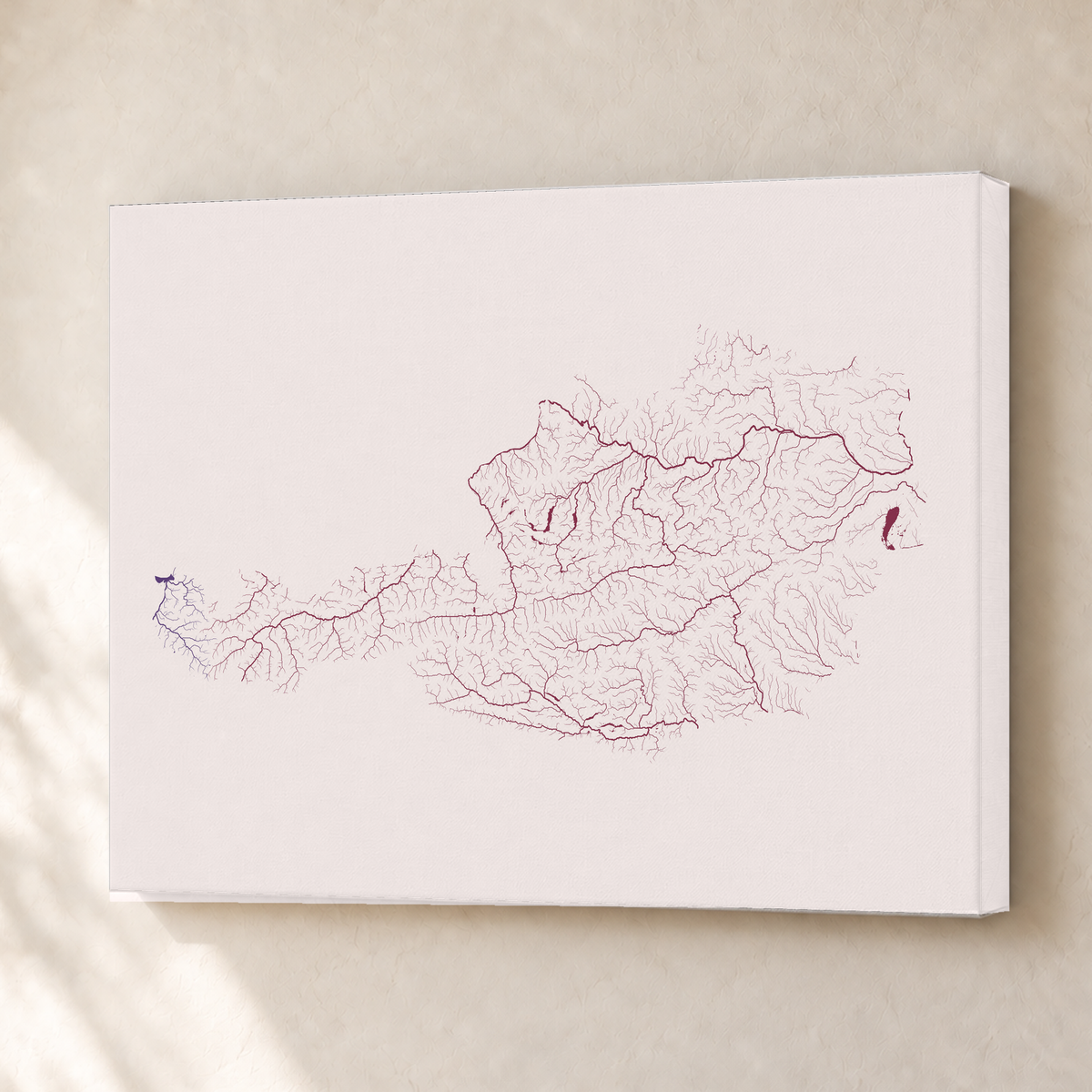 Beautiful Rivers — Áustria — Ameixa e rosé, Canvas · 30 × 40 cm, Sem margem