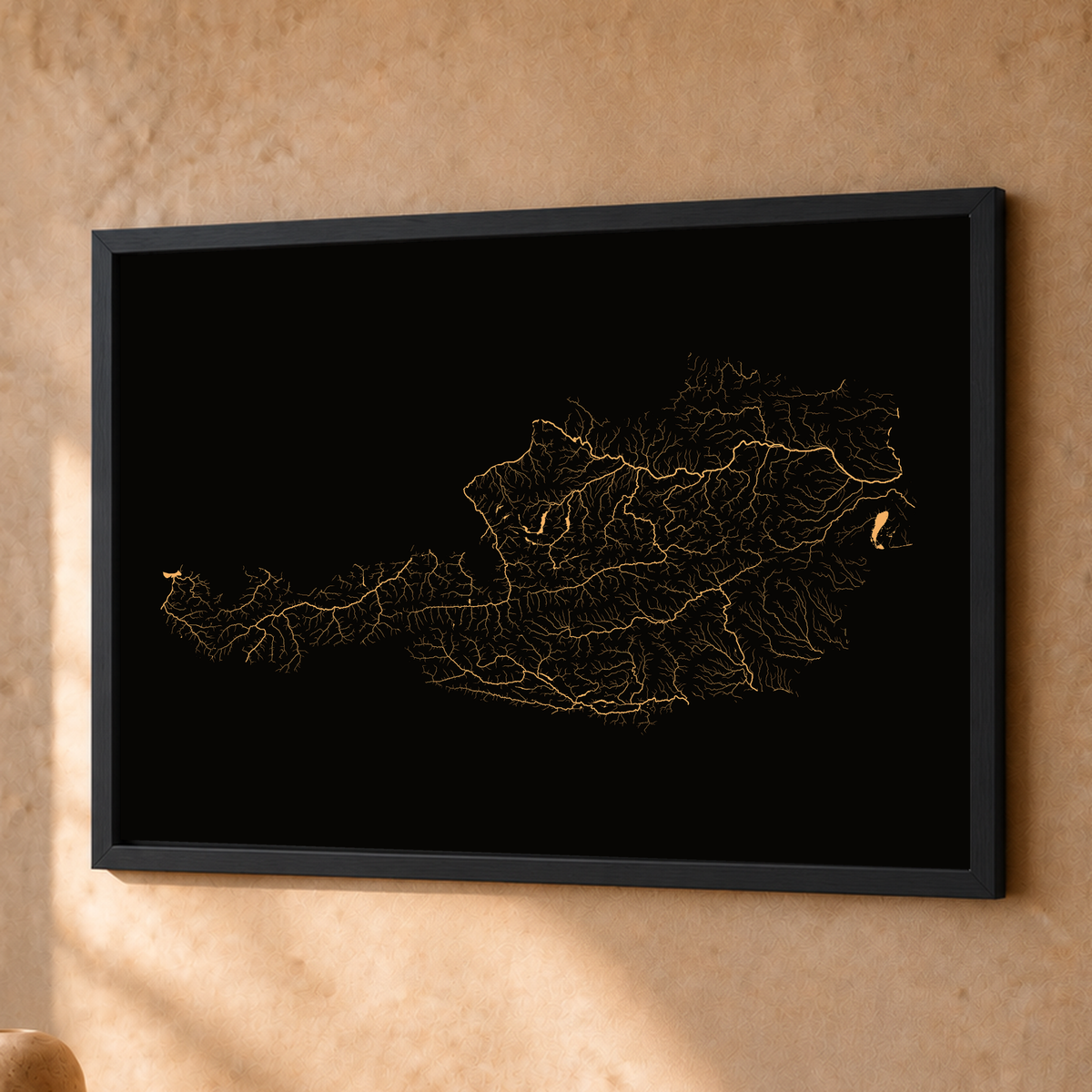 Beautiful Rivers — Áustria — Cobre, Fine art emoldurado · 30 × 40 cm, Preto · Sem margem