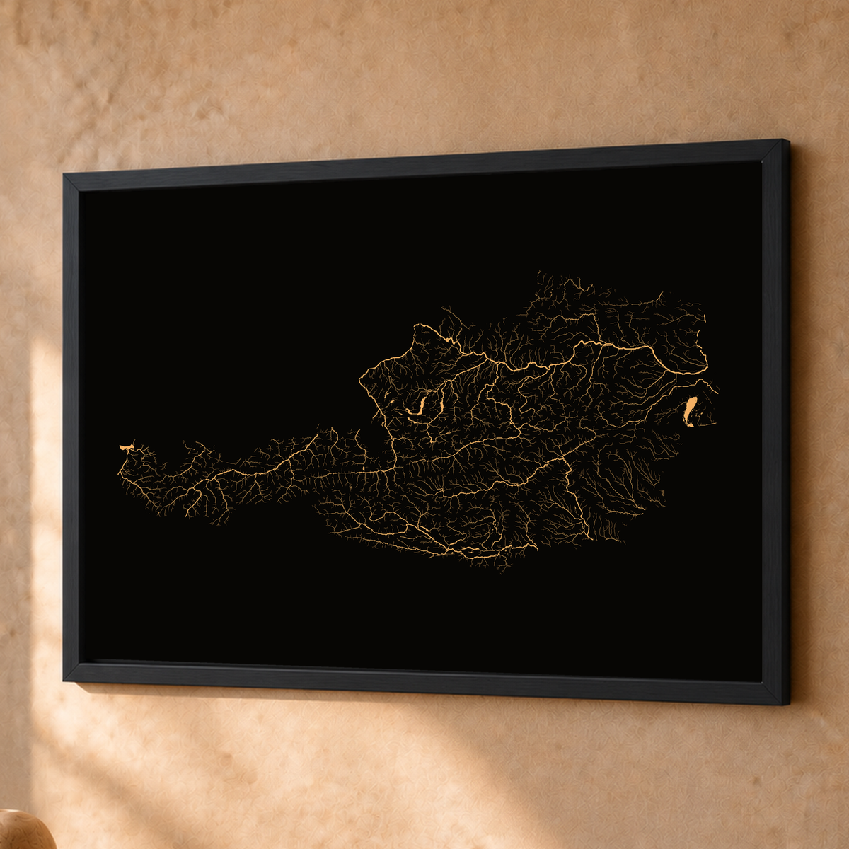 Beautiful Rivers — Áustria — Cobre, Fine art emoldurado · 45 × 60 cm, Preto · Sem margem