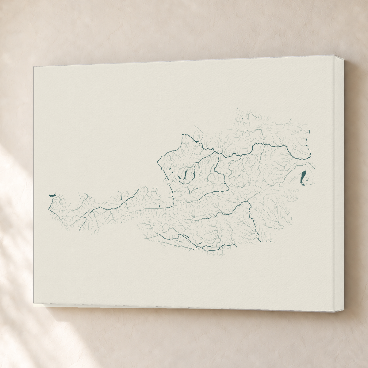 Beautiful Rivers — Áustria — Natural e luminosa, Canvas · 45 × 60 cm, Sem margem