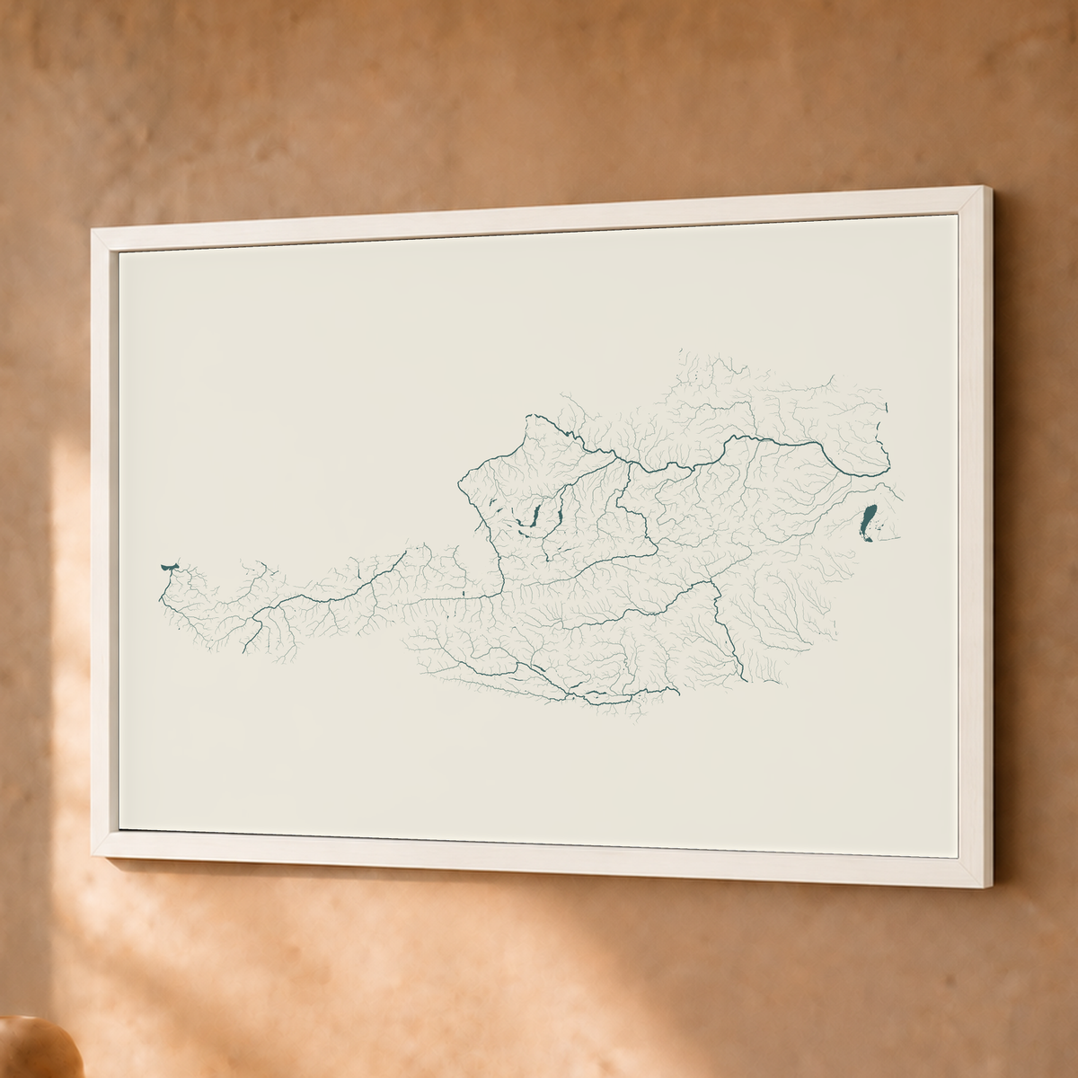 Beautiful Rivers — Áustria — Natural e luminosa, Fine art emoldurado · 30 × 40 cm, Branco · Sem margem