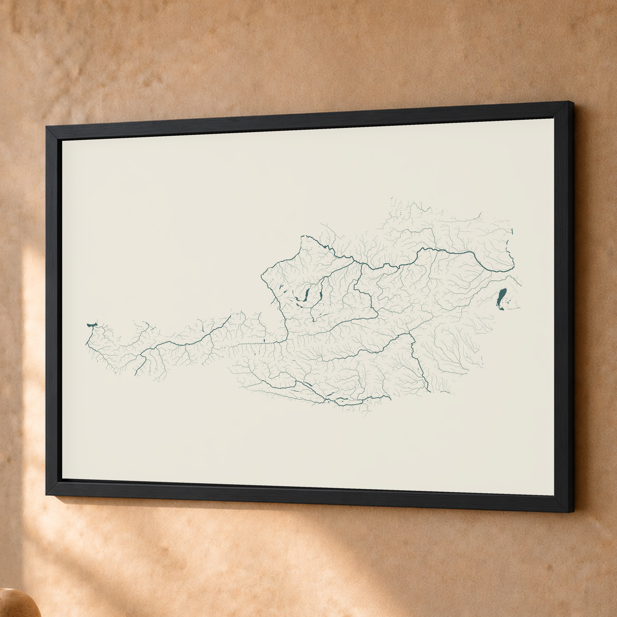 Beautiful Rivers — Áustria — Natural e luminosa, Fine art emoldurado · 45 × 60 cm, Preto · Sem margem