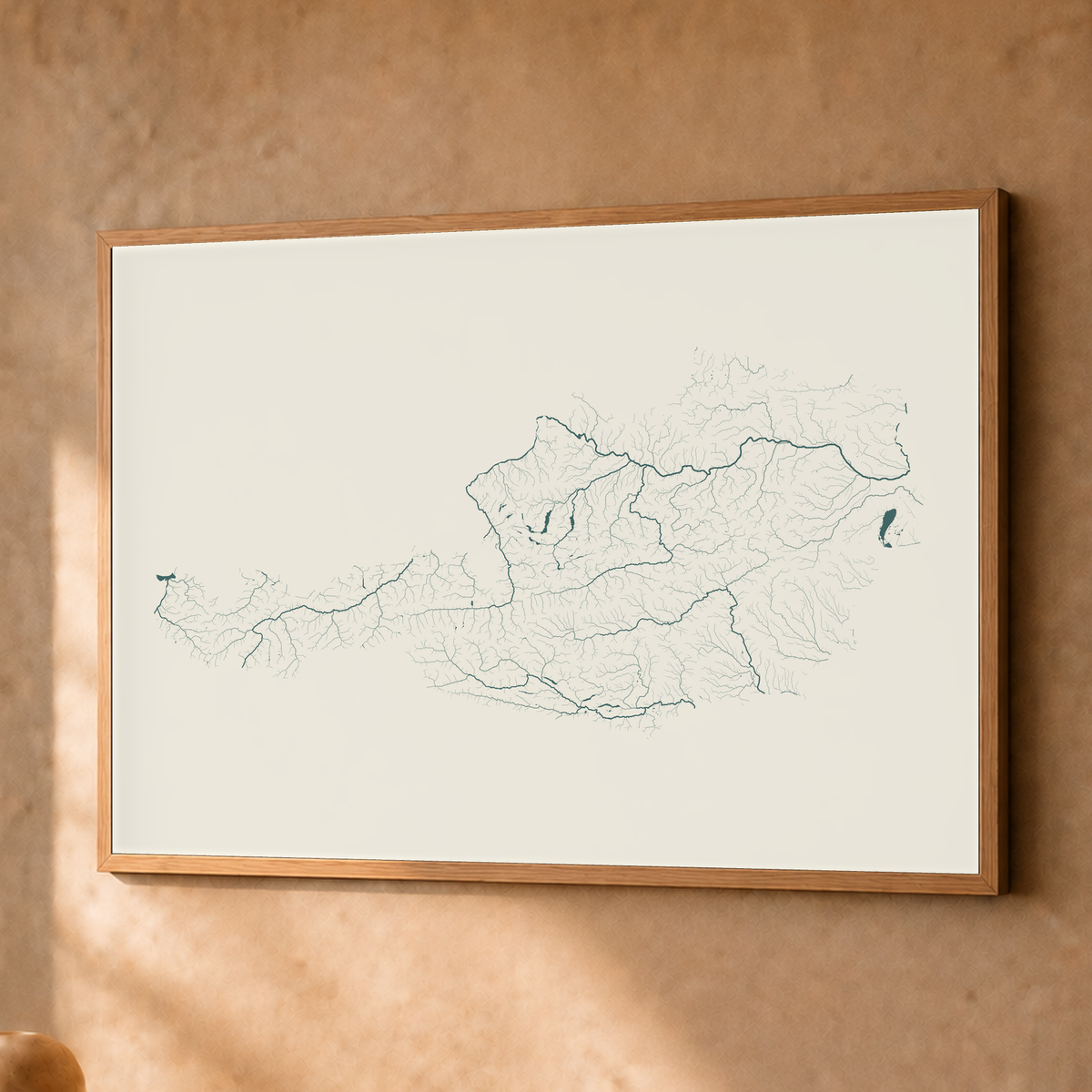 Beautiful Rivers — Áustria — Natural e luminosa, Fine art emoldurado · 45 × 60 cm, Natural · Sem margem