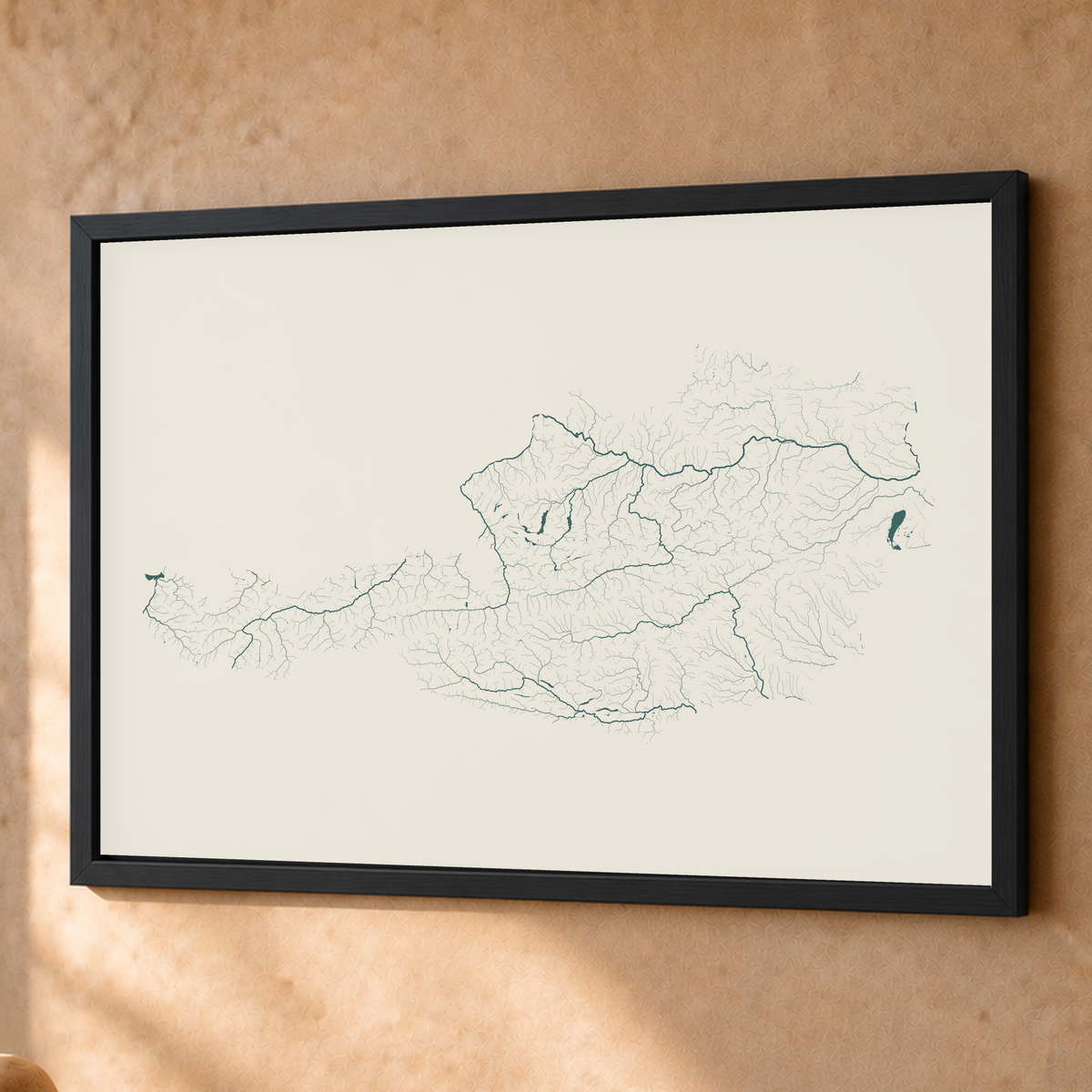 Beautiful Rivers — Áustria — Natural e luminosa, Fine art emoldurado · 60 × 80 cm, Preto · Sem margem