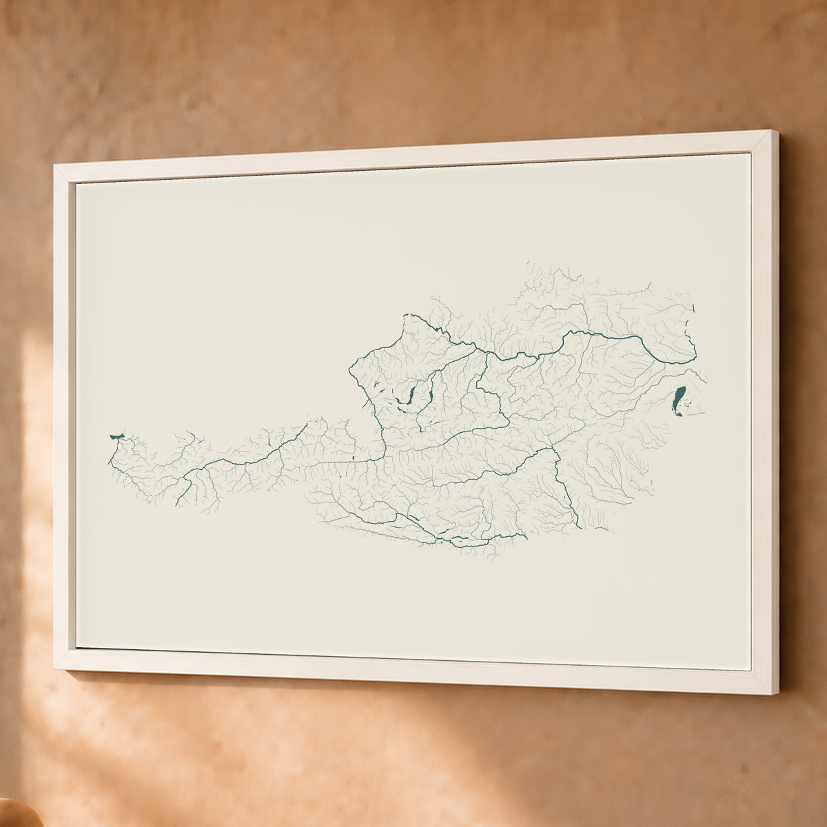 Beautiful Rivers — Áustria — Natural e luminosa, Fine art emoldurado · 60 × 80 cm, Branco · Sem margem