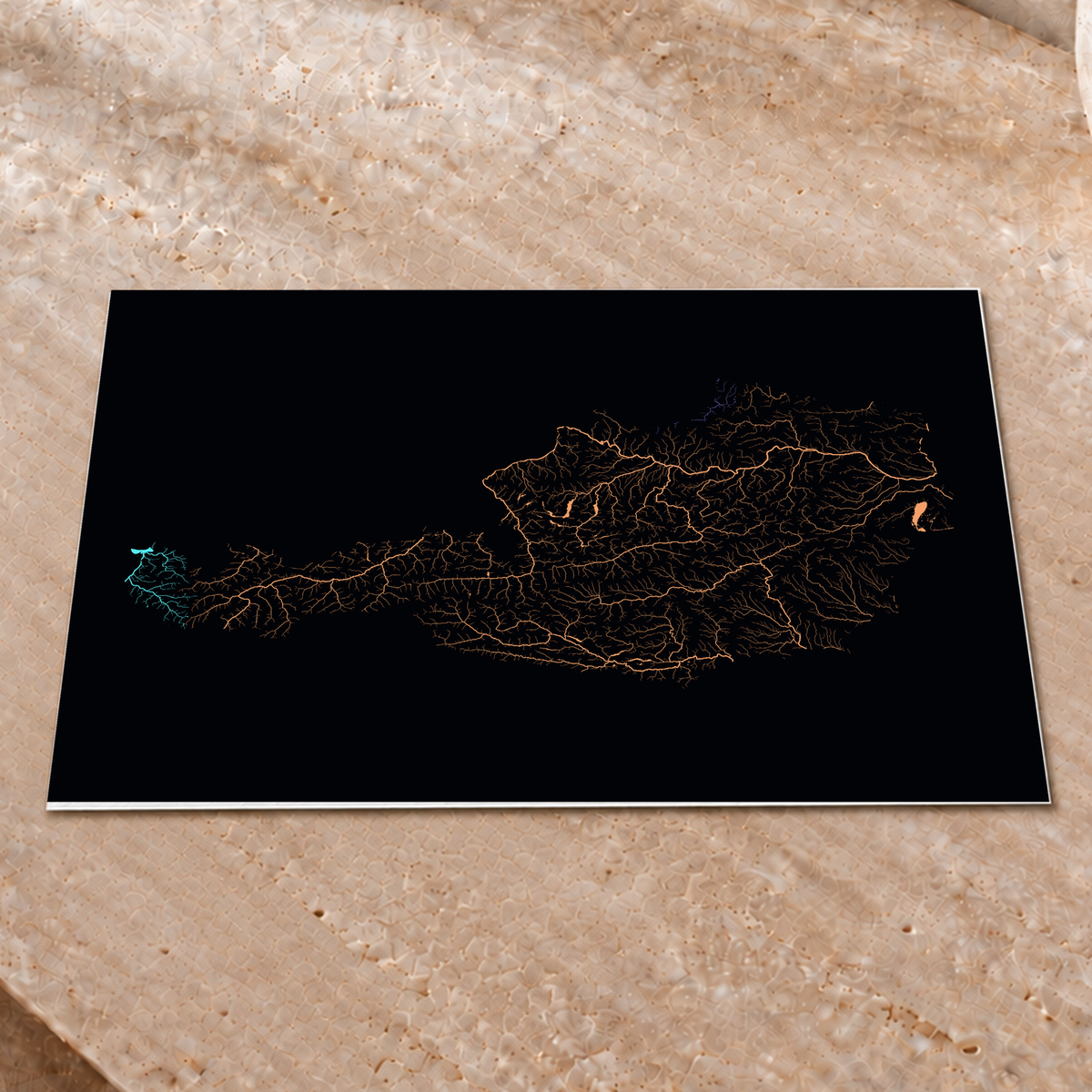 Beautiful Rivers — Áustria — Neon por território, Impressão fine art · 30 × 40 cm, Sem margem