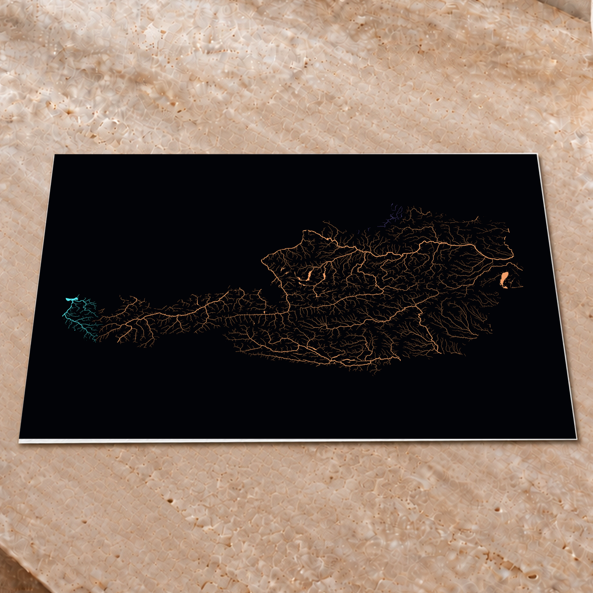 Beautiful Rivers — Áustria — Neon por território, Impressão fine art · 45 × 60 cm, Sem margem