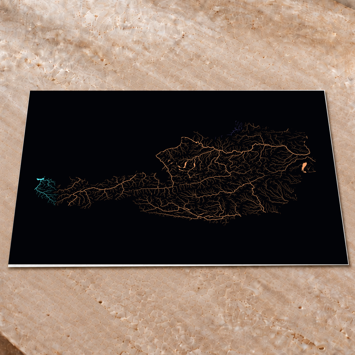 Beautiful Rivers — Áustria — Neon por território, Impressão fine art · 60 × 80 cm, Sem margem