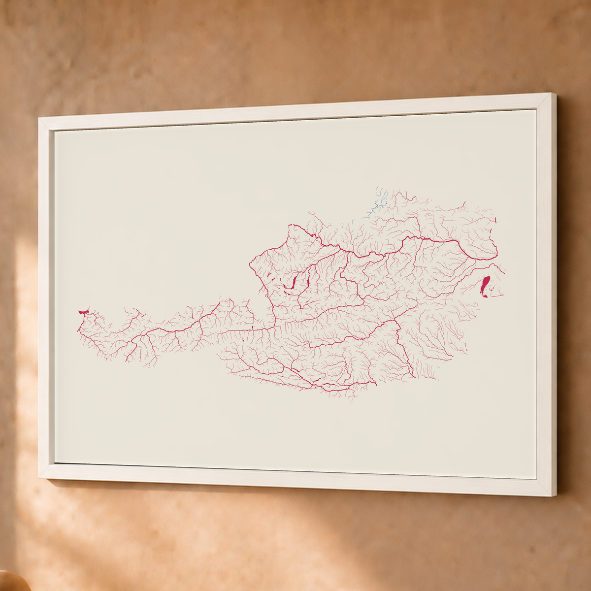 Beautiful Rivers — Áustria — Risografia, Fine art emoldurado · 60 × 80 cm, Branco · Sem margem