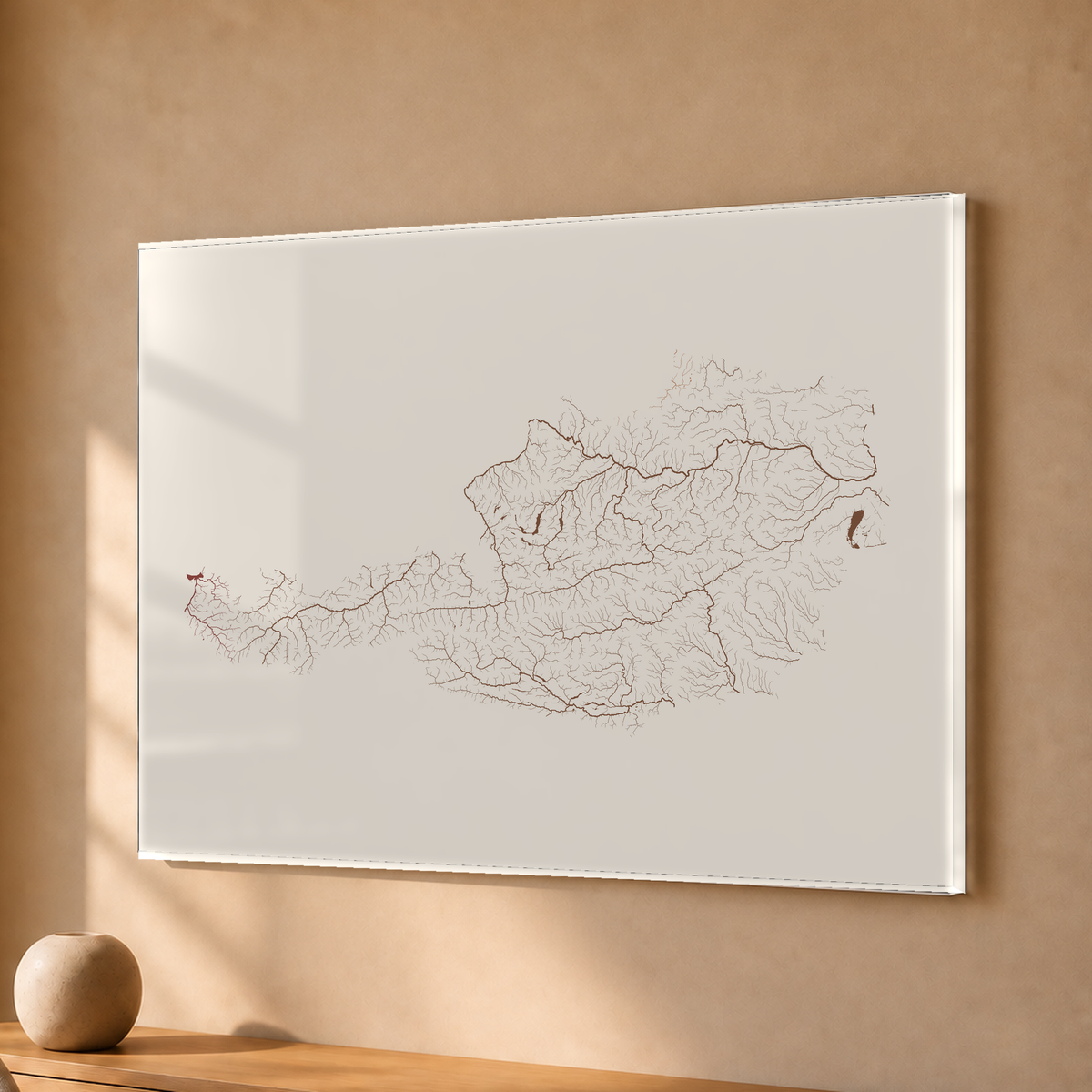 Beautiful Rivers — Áustria — Terracota e areia, Acrílico · 30 × 40 cm, Sem margem