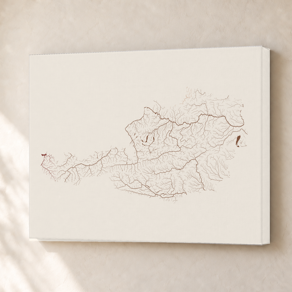 Beautiful Rivers — Áustria — Terracota e areia, Canvas · 30 × 40 cm, Sem margem