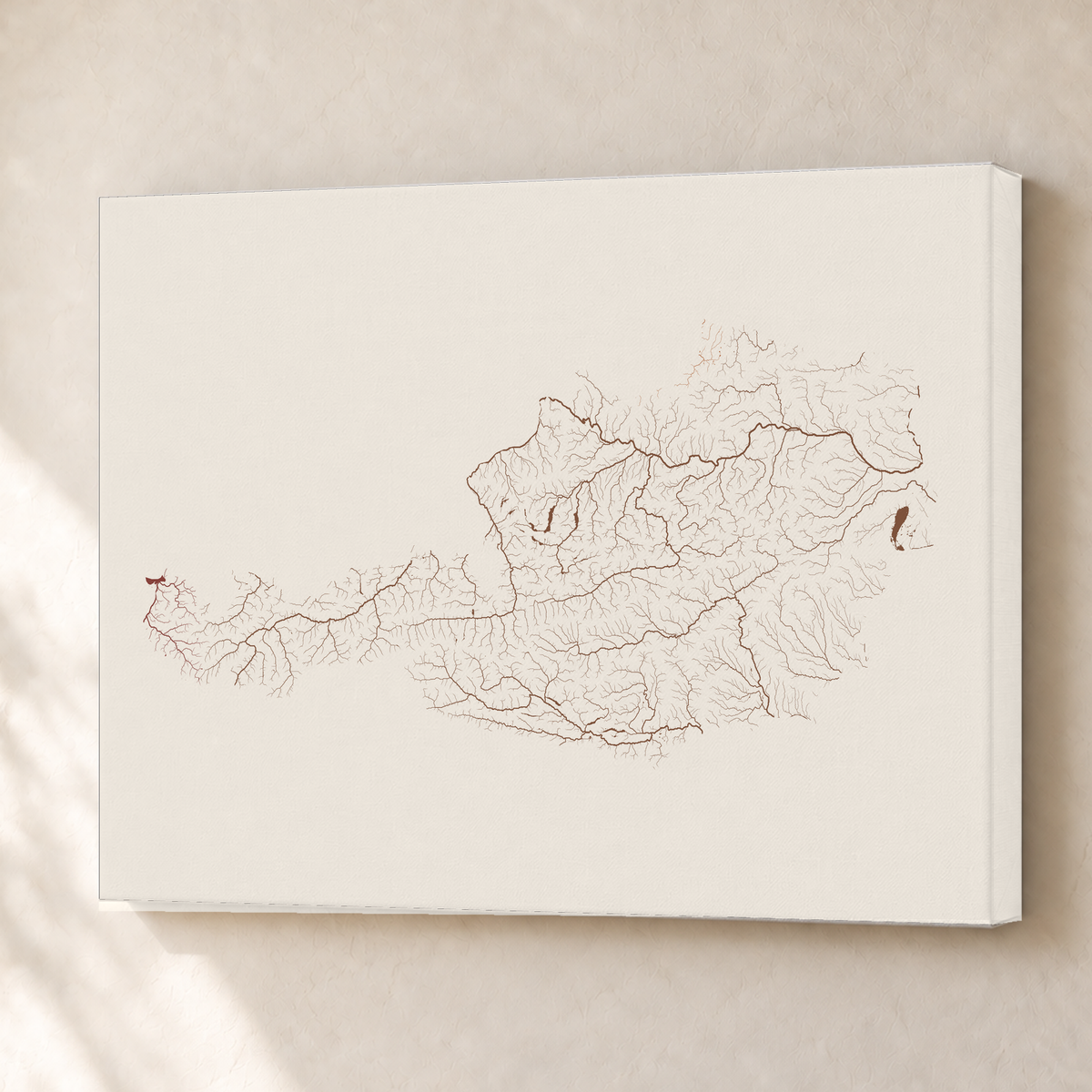 Beautiful Rivers — Áustria — Terracota e areia, Canvas · 45 × 60 cm, Sem margem
