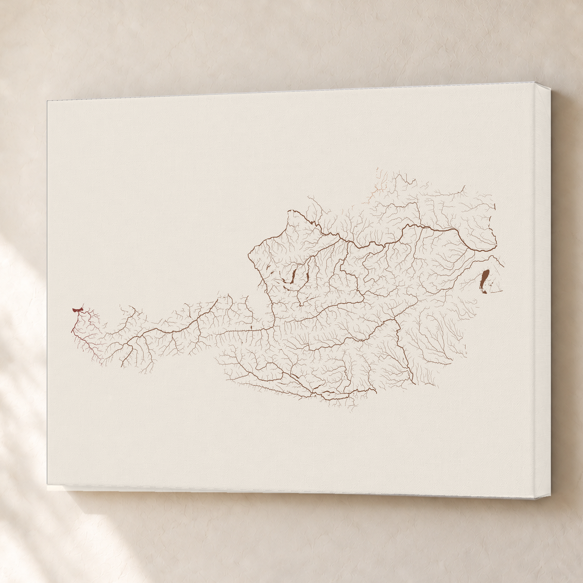 Beautiful Rivers — Áustria — Terracota e areia, Canvas · 60 × 80 cm, Sem margem
