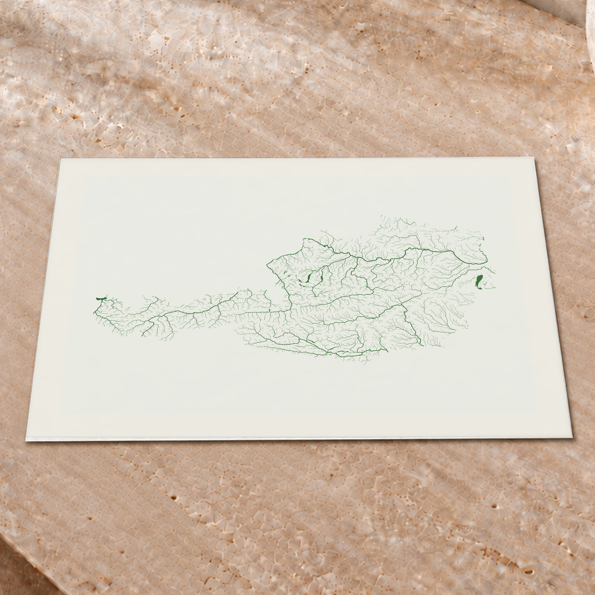 Beautiful Rivers — Áustria — Verde jade e porcelana, Impressão fine art · 30 × 40 cm, Margem branca