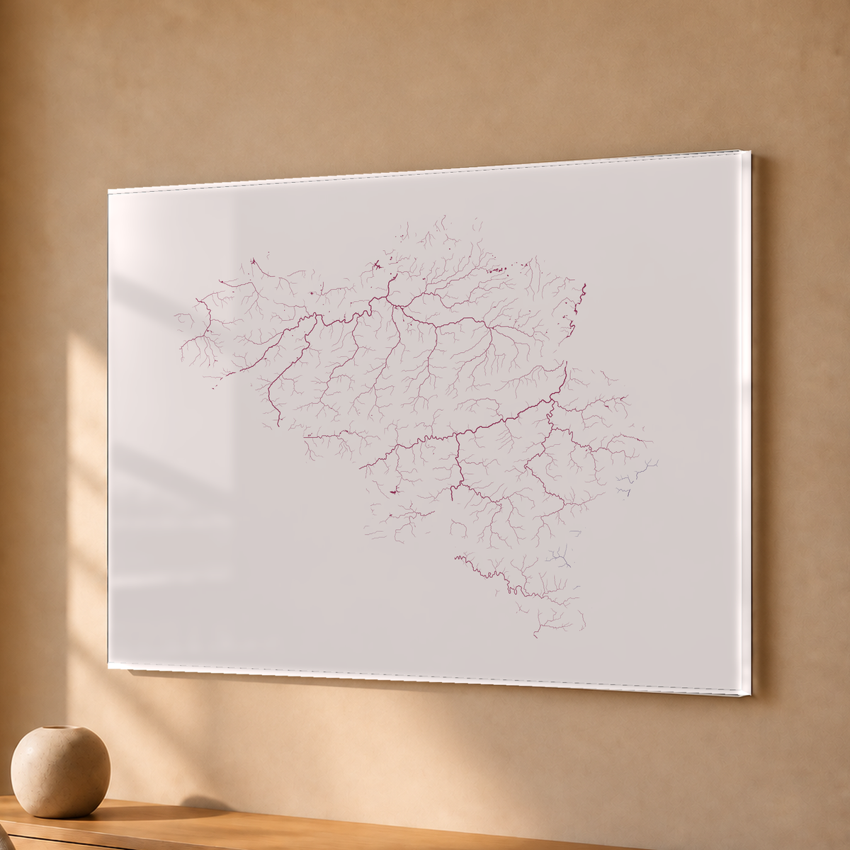 Beautiful Rivers — Bélgica — Ameixa e rosé, Acrílico · 30 × 40 cm, Sem margem