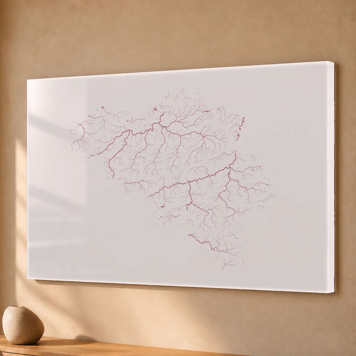 Beautiful Rivers — Bélgica — Ameixa e rosé, Acrílico · 40 × 60 cm, Sem margem